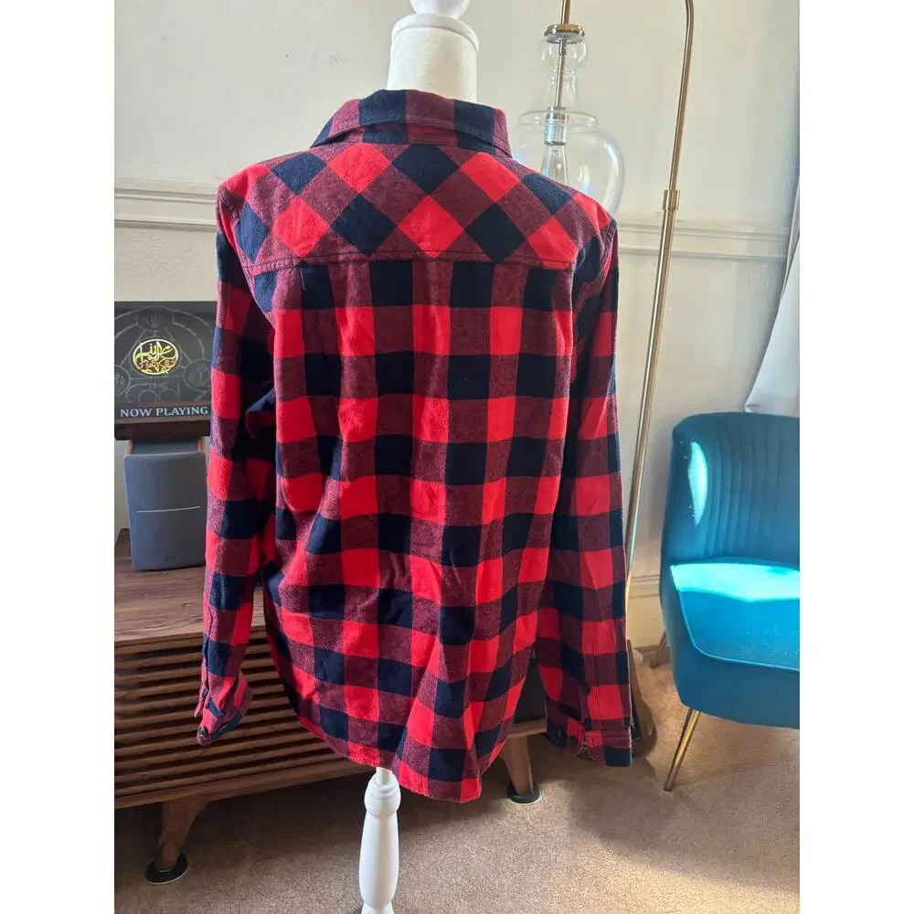 J.Crew Buffalo Plaid Popover Shirt Women’s Medium Red Navy Wool Blend
